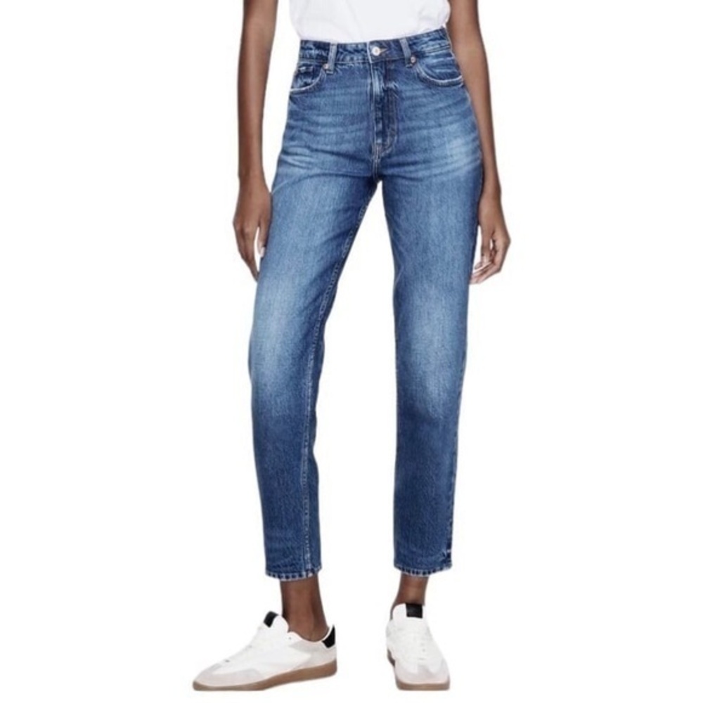 Blue Wash Mom Fit High Waist Jeans
